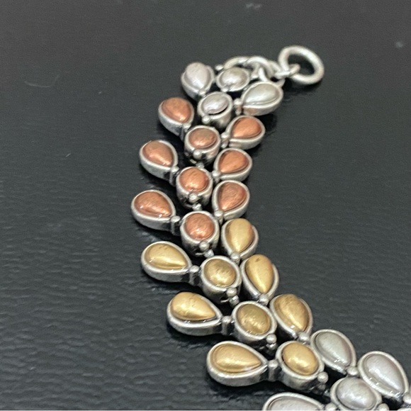 Retired LUCKY BRAND Tricolor Teardrop Link Bracelet 38.1g - Picture 6 of 12